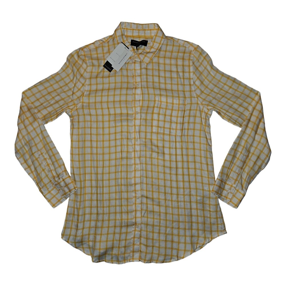 Banana Republic Button Shirt Long Sleeve Women's Small NWT Boyfriend Fit Yellow